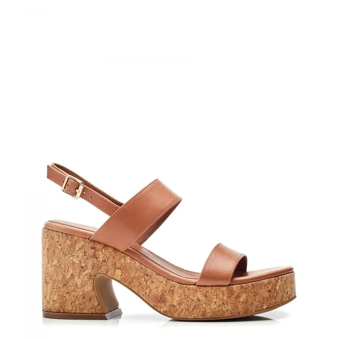 Women Moda In Pelle Heeled Sandals Mikca Tan Leather