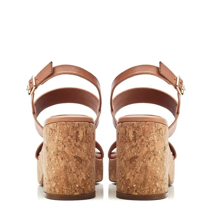 Women Moda In Pelle Heeled Sandals Mikca Tan Leather