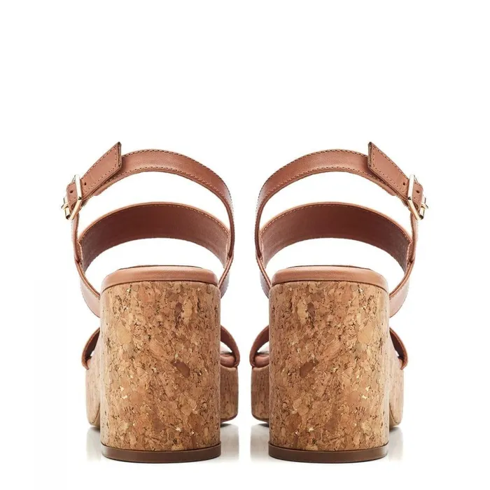 Women Moda In Pelle Heeled Sandals Mikca Tan Leather