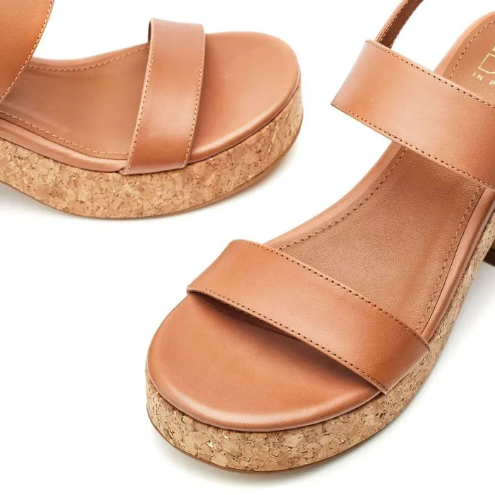 Women Moda In Pelle Heeled Sandals Mikca Tan Leather
