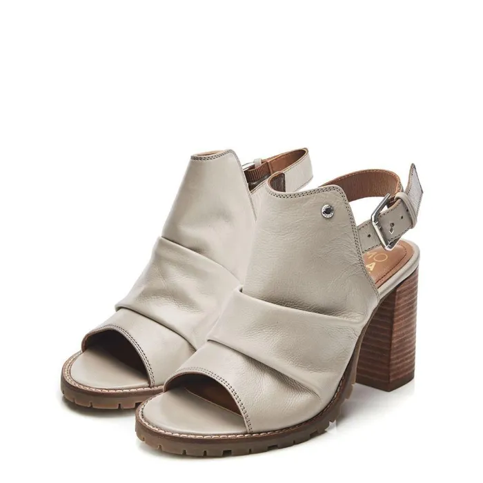Women Moda In Pelle Heeled Sandals Mirianne Taupe Leather