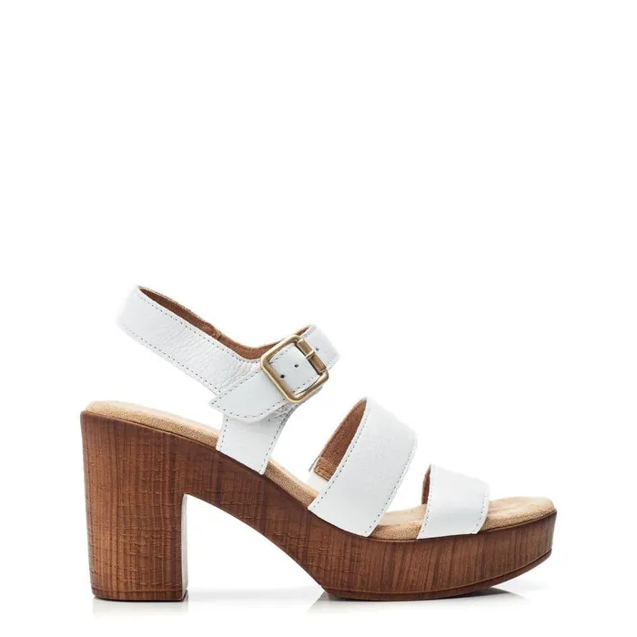 Women Moda In Pelle Heeled Sandals Moniqua White Leather