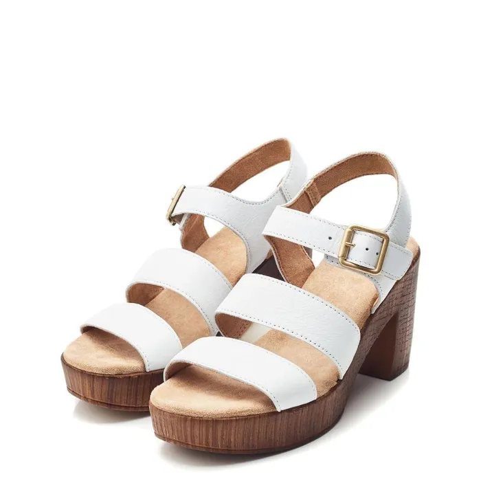 Women Moda In Pelle Heeled Sandals Moniqua White Leather