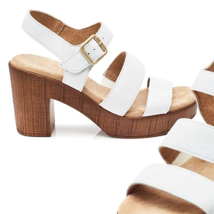 Women Moda In Pelle Heeled Sandals Moniqua White Leather