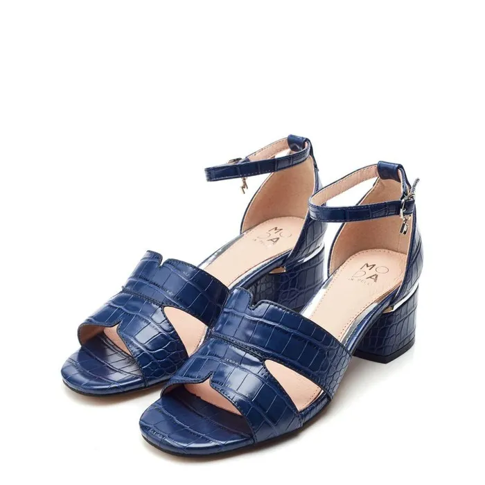 Women Moda In Pelle Heeled Sandals Nafiah Navy Porvair