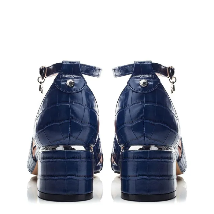 Women Moda In Pelle Heeled Sandals Nafiah Navy Porvair