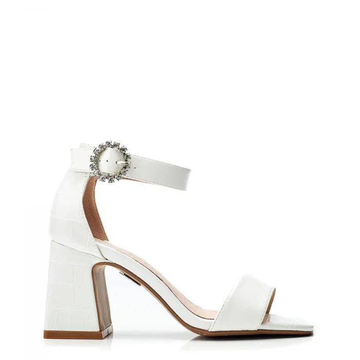 Women Moda In Pelle Heeled Sandals Scilla White Porvair