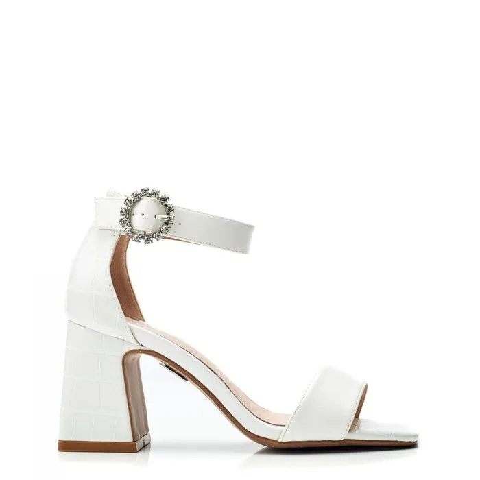 Women Moda In Pelle Heeled Sandals Scilla White Porvair