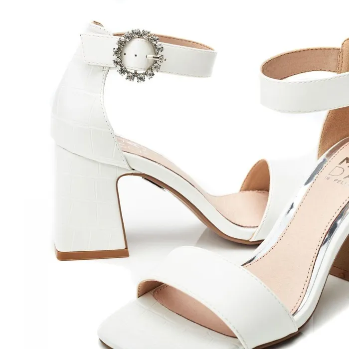 Women Moda In Pelle Heeled Sandals Scilla White Porvair