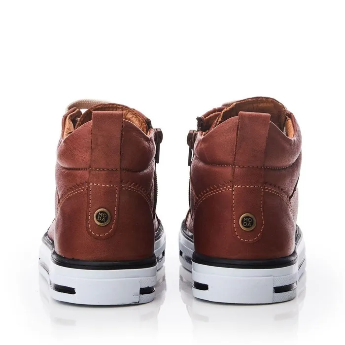 Women Moda In Pelle HighTop Trainers Blaize Tan Leather