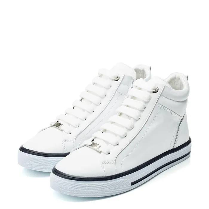 Women Moda In Pelle HighTop Trainers Blaize White Leather