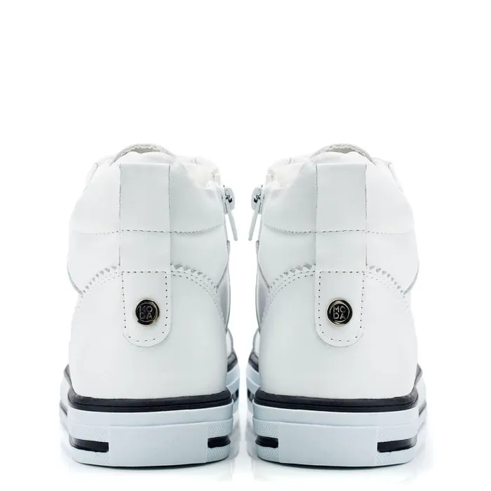 Women Moda In Pelle HighTop Trainers Blaize White Leather