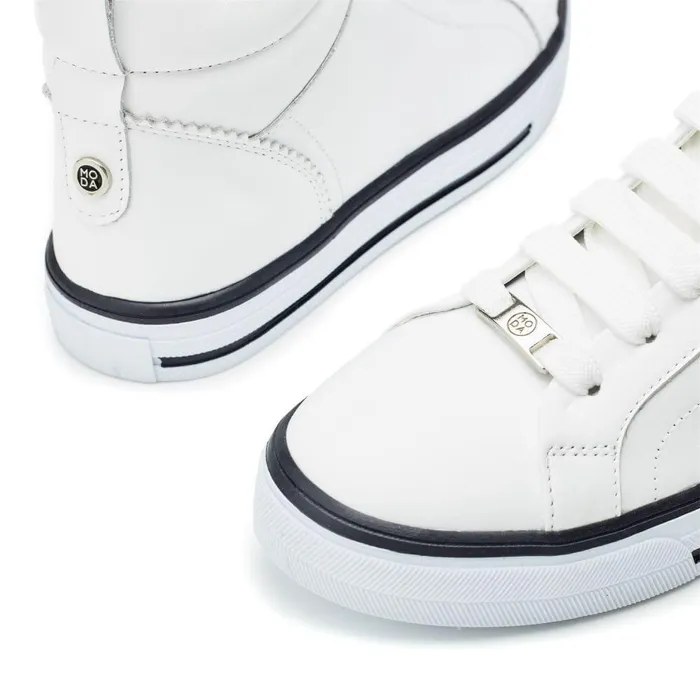 Women Moda In Pelle HighTop Trainers Blaize White Leather