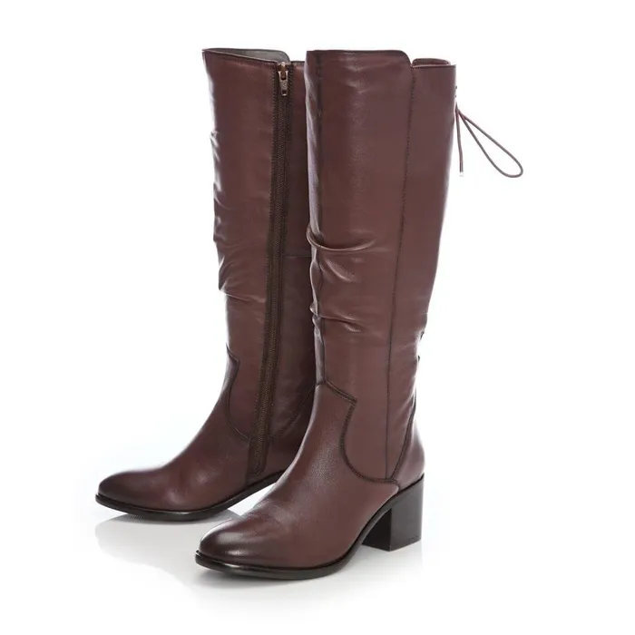 Women Moda In Pelle Knee High Boots Gloriia Tan Leather