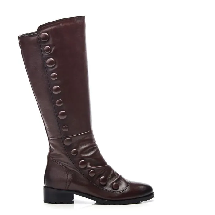 Women Moda In Pelle Knee High Boots Irenne Burgundy Leather