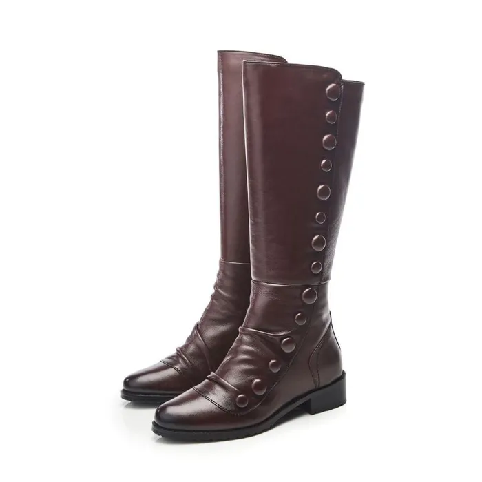 Women Moda In Pelle Knee High Boots Irenne Burgundy Leather
