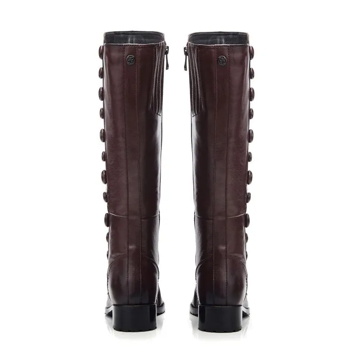 Women Moda In Pelle Knee High Boots Irenne Burgundy Leather