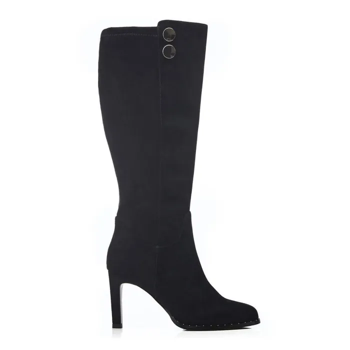 Women Moda In Pelle Knee High Boots Salanda Black Suede
