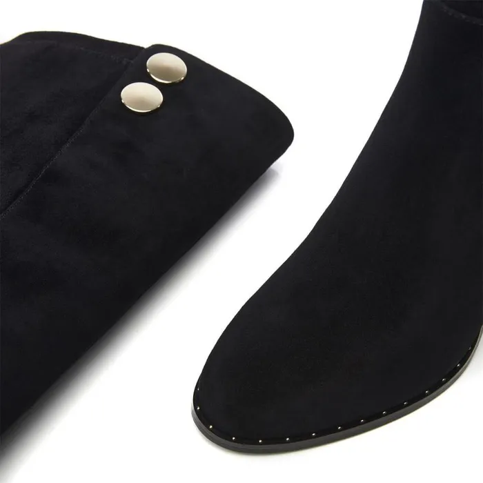 Women Moda In Pelle Knee High Boots Salanda Black Suede