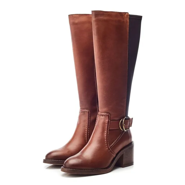 Women Moda In Pelle Knee High Boots Silvie Tan Leather