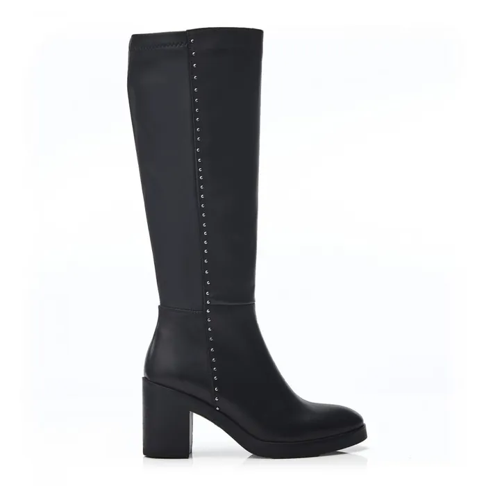 Women Moda In Pelle Knee High Boots Trinitie Black Leather