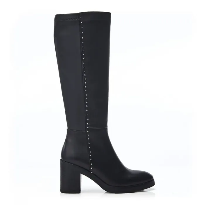 Women Moda In Pelle Knee High Boots Trinitie Black Leather