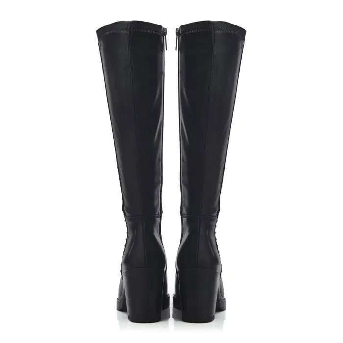 Women Moda In Pelle Knee High Boots Trinitie Black Leather