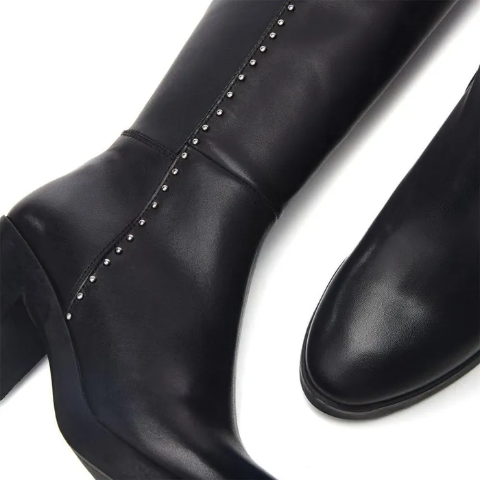 Women Moda In Pelle Knee High Boots Trinitie Black Leather