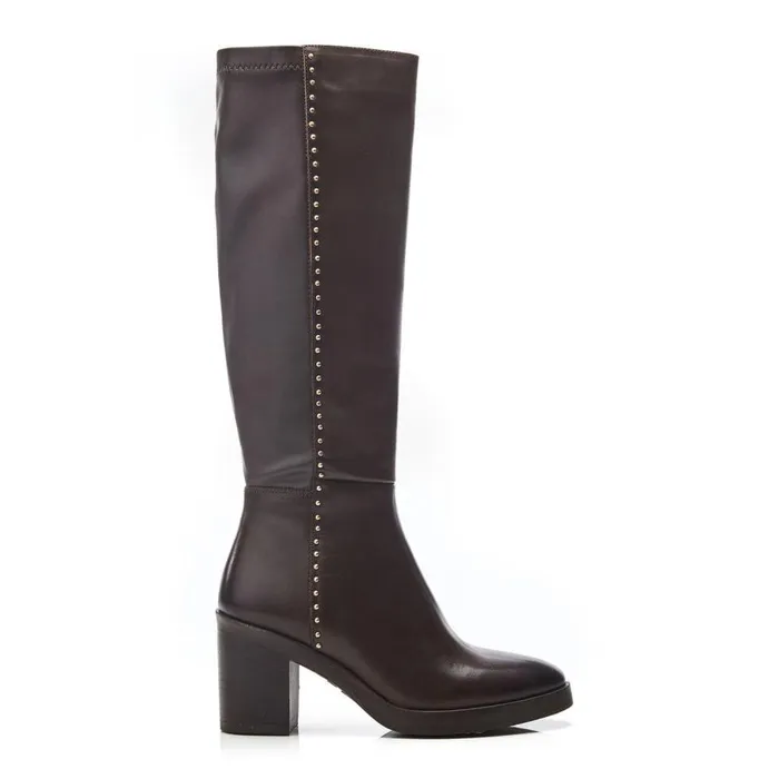 Women Moda In Pelle Knee High Boots Trinitie Dark Brown Leather