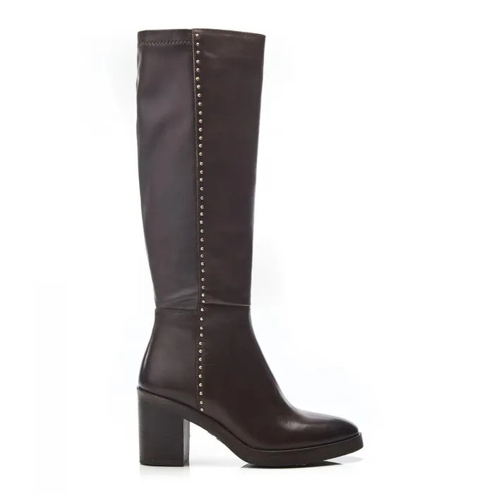 Women Moda In Pelle Knee High Boots Trinitie Dark Brown Leather
