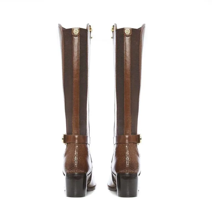 Women Moda In Pelle Knee High Boots Vivia Tan Leather