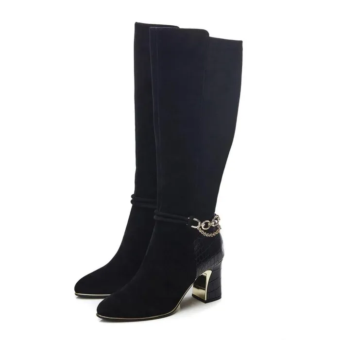 Women Moda In Pelle Knee High Boots Viviena Black Suede Women Moda In Pelle Knee High Boots Viviena Black Suede