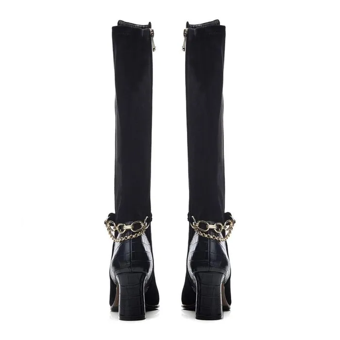 Women Moda In Pelle Knee High Boots Viviena Black Suede Women Moda In Pelle Knee High Boots Viviena Black Suede