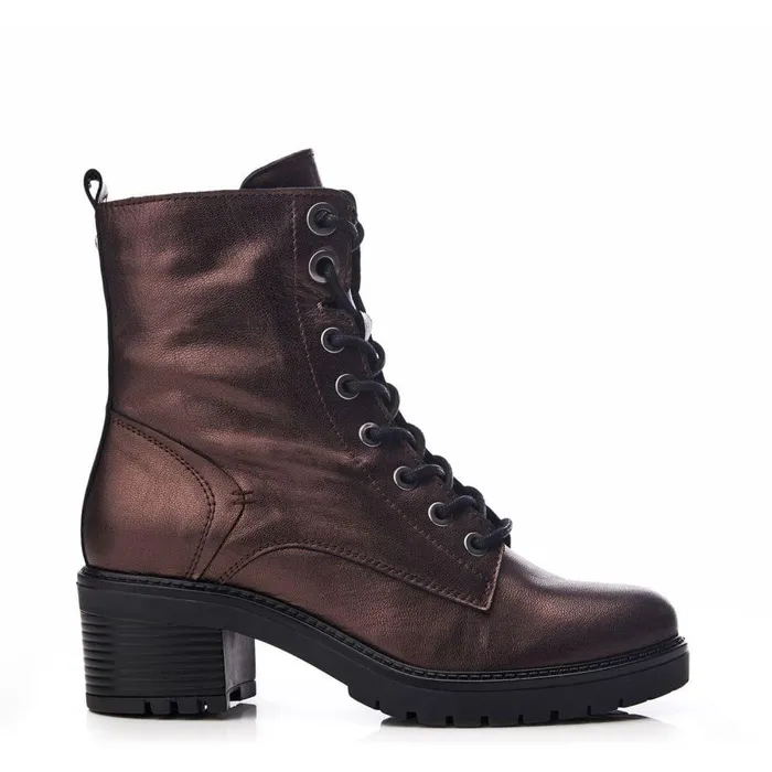 Women Moda In Pelle MidCalf Boots Bellzie Pewter Metallic Leather
