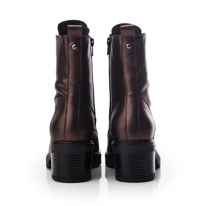 Women Moda In Pelle MidCalf Boots Bellzie Pewter Metallic Leather