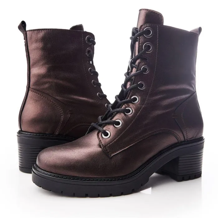 Women Moda In Pelle MidCalf Boots Bellzie Pewter Metallic Leather