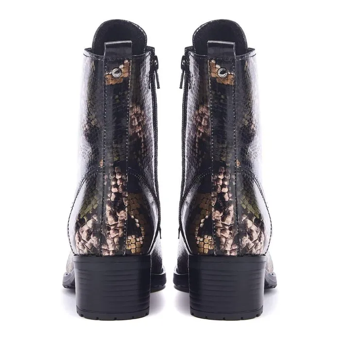 Women Moda In Pelle MidCalf Boots Bezzie Khaki 8211 Snake Leather
