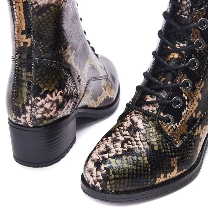 Women Moda In Pelle MidCalf Boots Bezzie Khaki 8211 Snake Leather