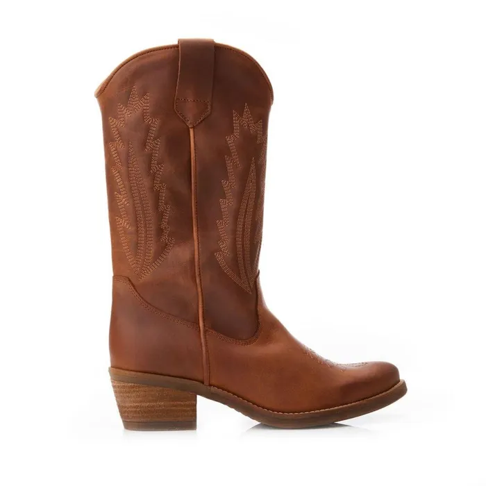 Women Moda In Pelle MidCalf Boots Fanntine Taupe Leather