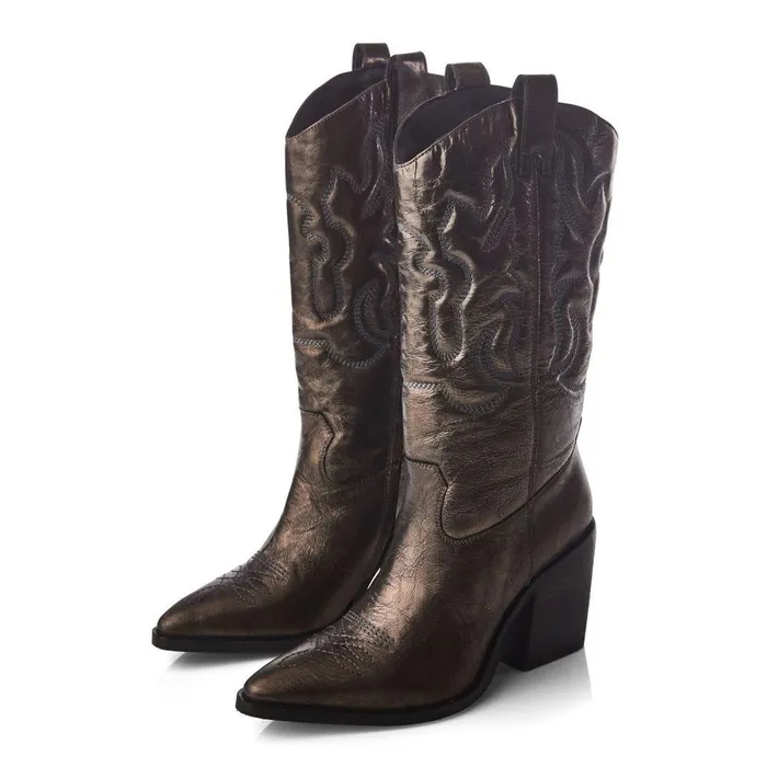 Women Moda In Pelle MidCalf Boots Leahannie Pewter Leather