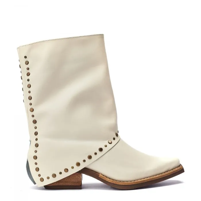 Women Moda In Pelle MidCalf Boots Oggio Off White Leather