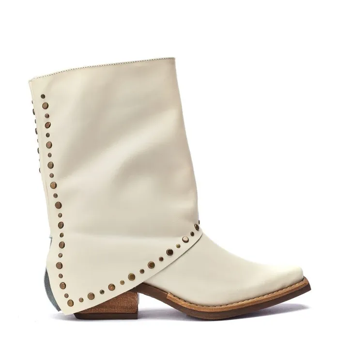 Women Moda In Pelle MidCalf Boots Oggio Off White Leather