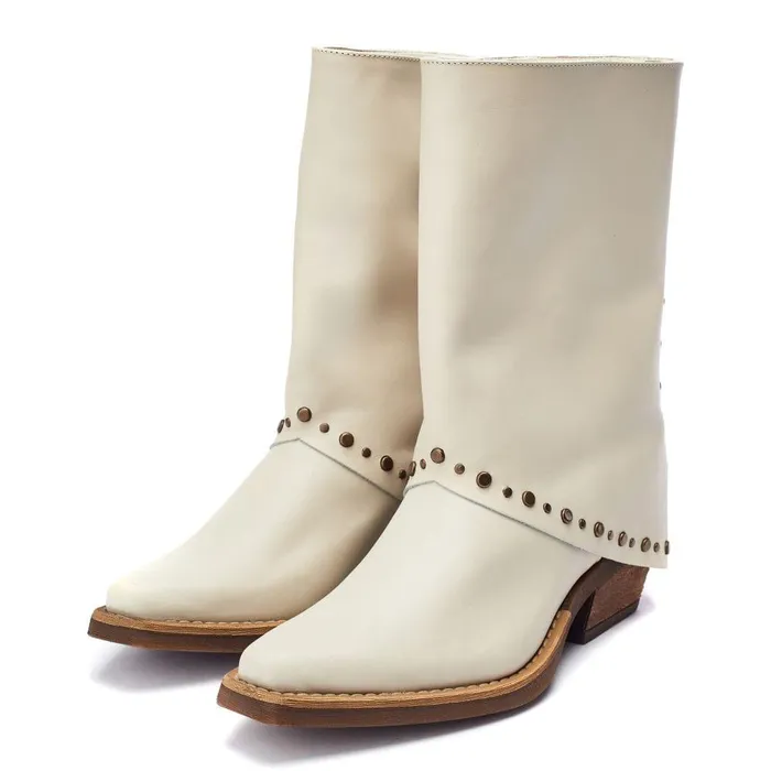 Women Moda In Pelle MidCalf Boots Oggio Off White Leather