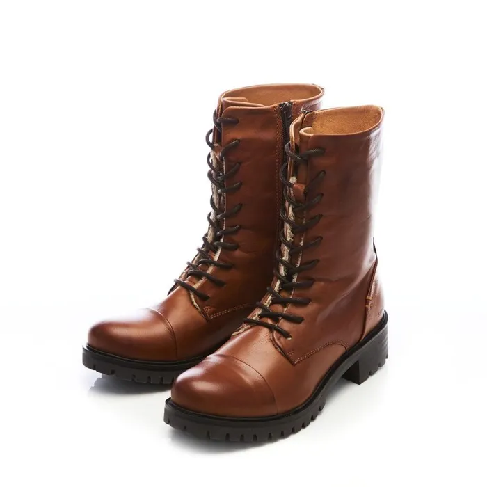 Women Moda In Pelle MidCalf Boots Shoon Sh Illona Tan Leather