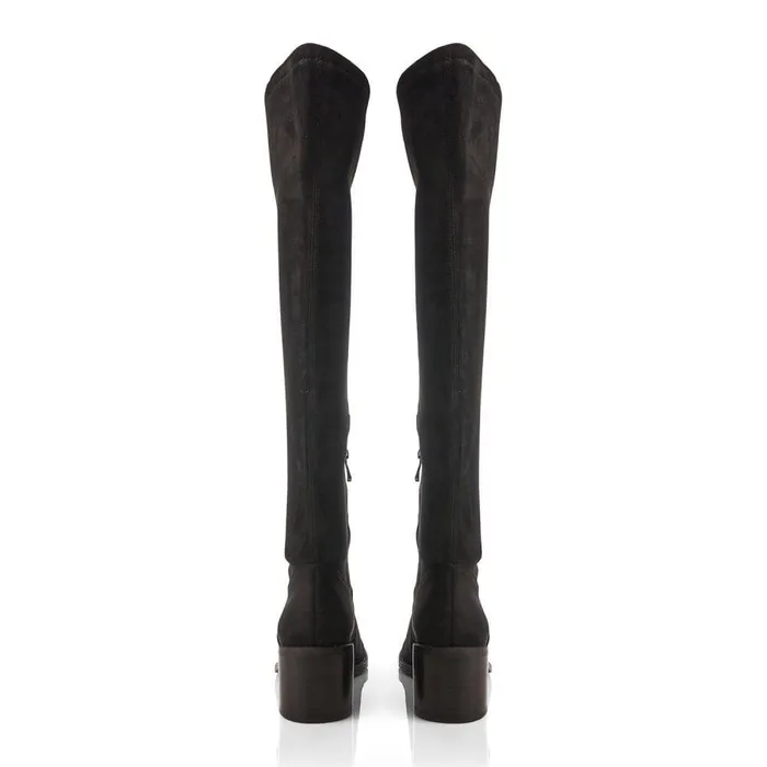 Women Moda In Pelle Over The Knee Boots Sarianne Black Alcantara