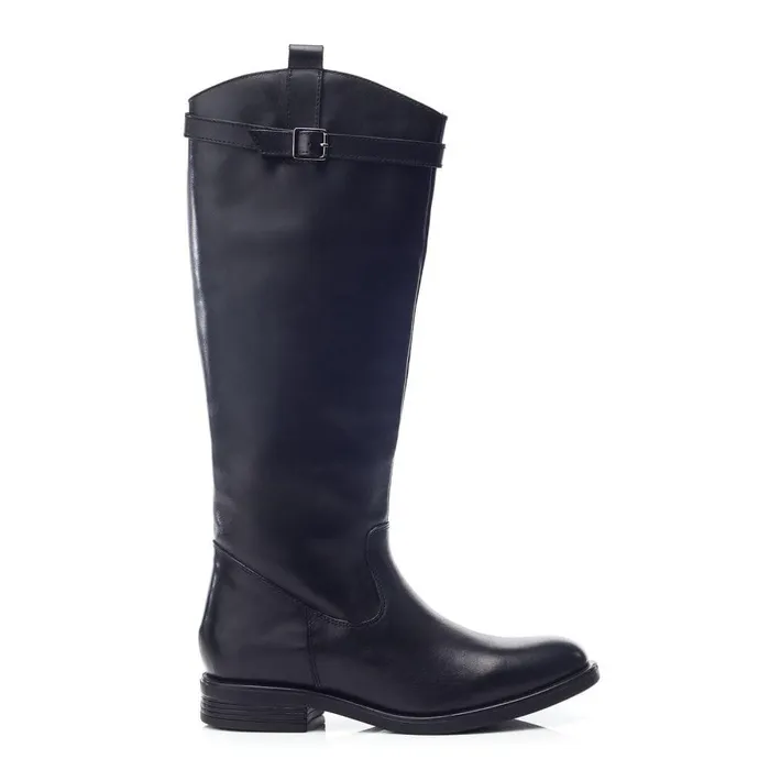 Women Moda In Pelle Riding And Flat Boots Bsoleful BLuna Black Leather