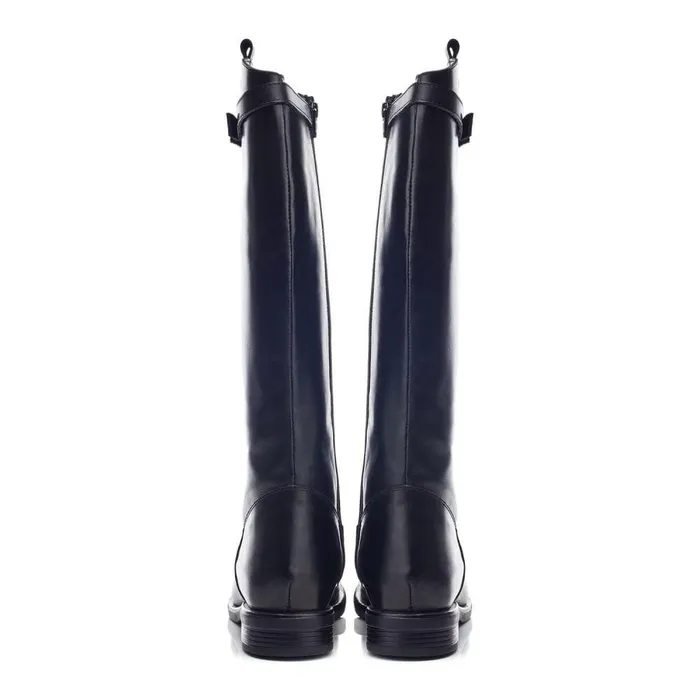 Women Moda In Pelle Riding And Flat Boots Bsoleful BLuna Black Leather