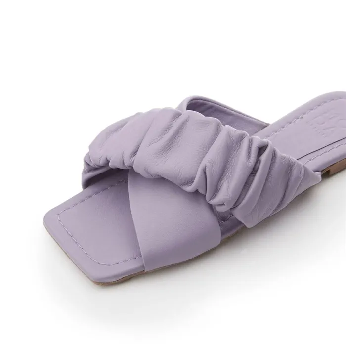 Women Moda In Pelle Slider Sandals Ajayy Grey Leather