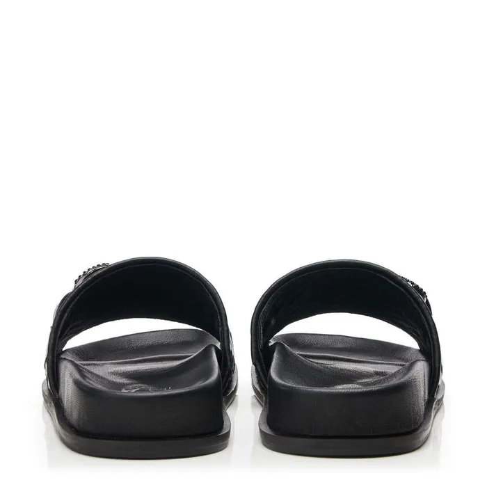 Women Moda In Pelle Slider Sandals Ocarina Black Leather