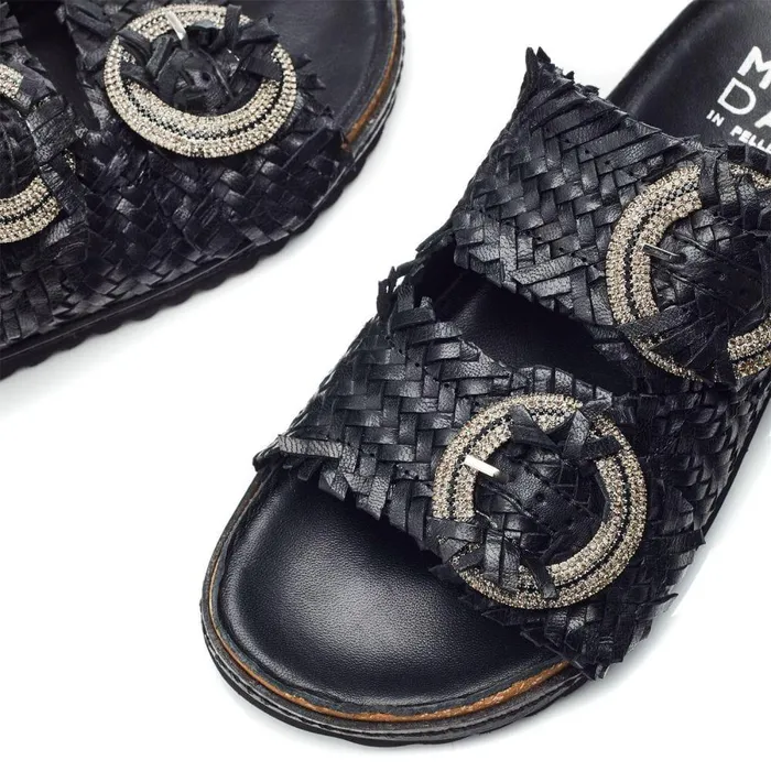 Women Moda In Pelle Slider Sandals Olisia Black Leather